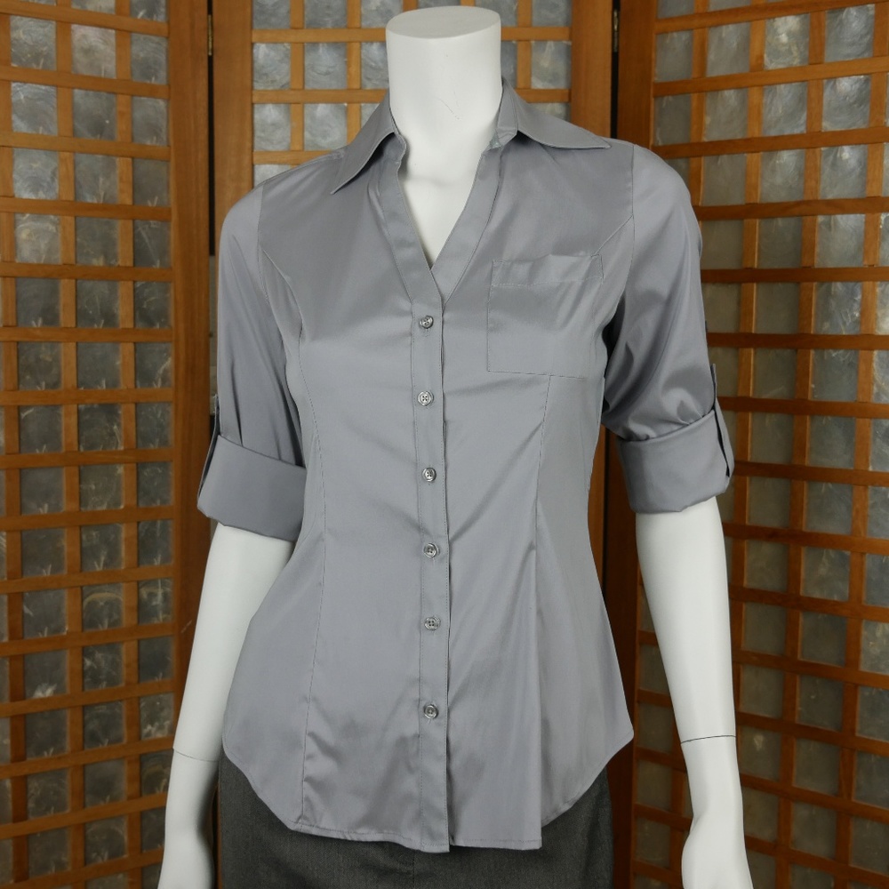 Express Elite Stretch Gray Shirt Size XS NWT